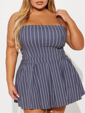 Striped Navy Blue Plus-Size Sundress Size 1XL